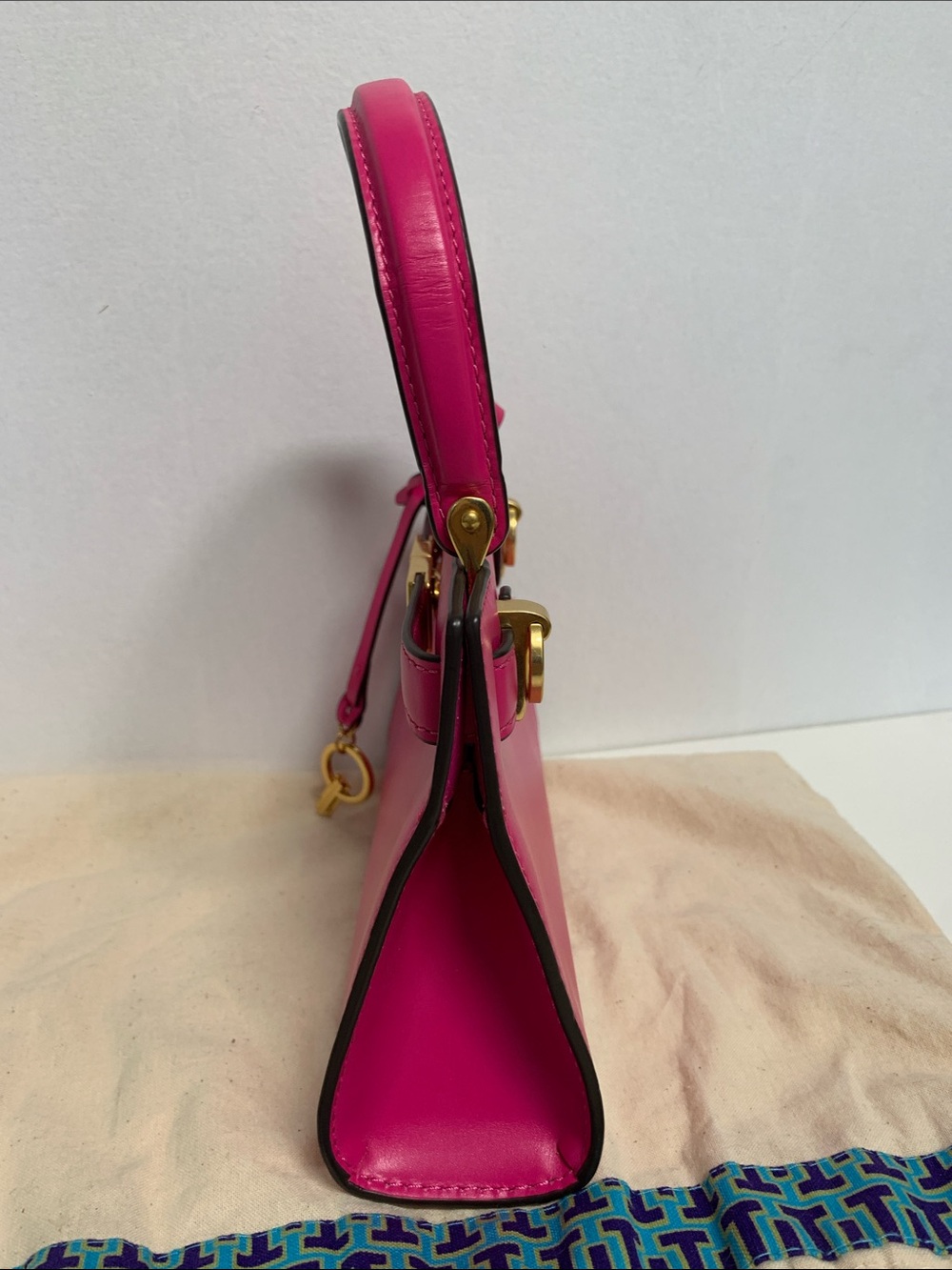 Tory Burch Hot Pink Mini Top-Handle Bag with Gold Hardware - Picture 6 of 12
